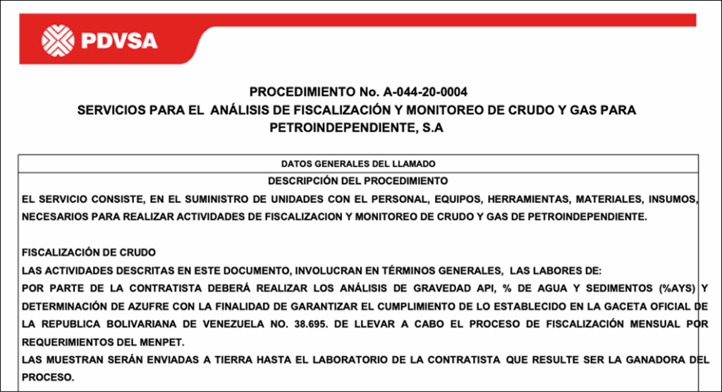 Contrato técnico entre PDVSA y Petroindependiente.