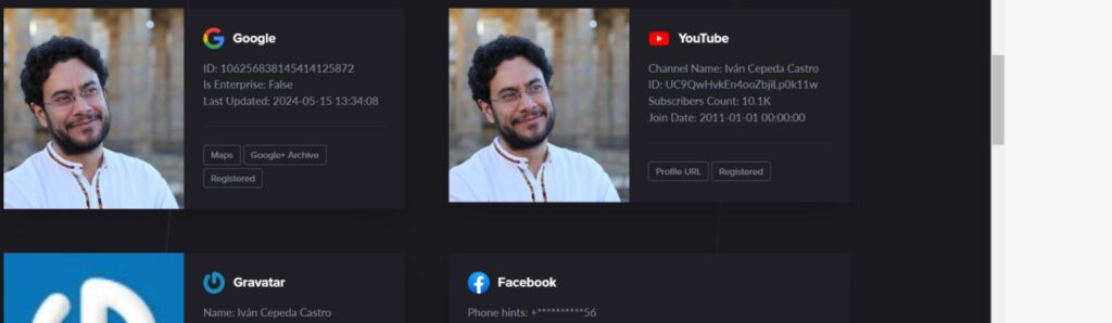 Correo utilizado para las diferentes redes sociales del candidato Ivan Cepeda, en esas YouTube